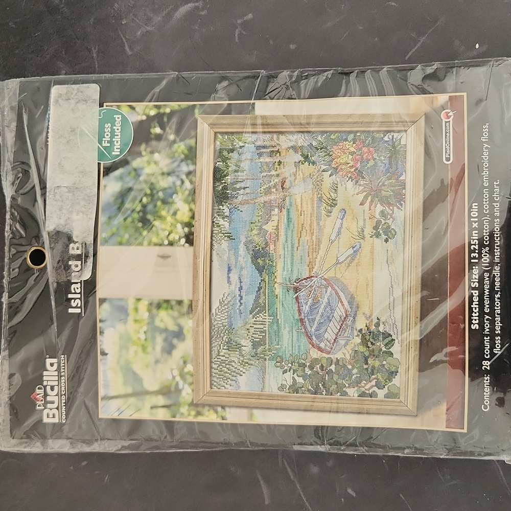 Plaid Bucilla Counted Cross Stitch Island Boat New